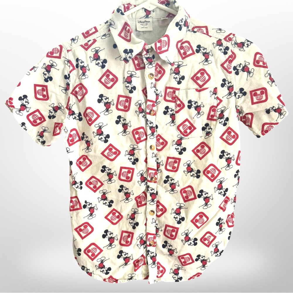 Disney Parks Forever Collection Short Sleeve Mickey Button-down, boys large